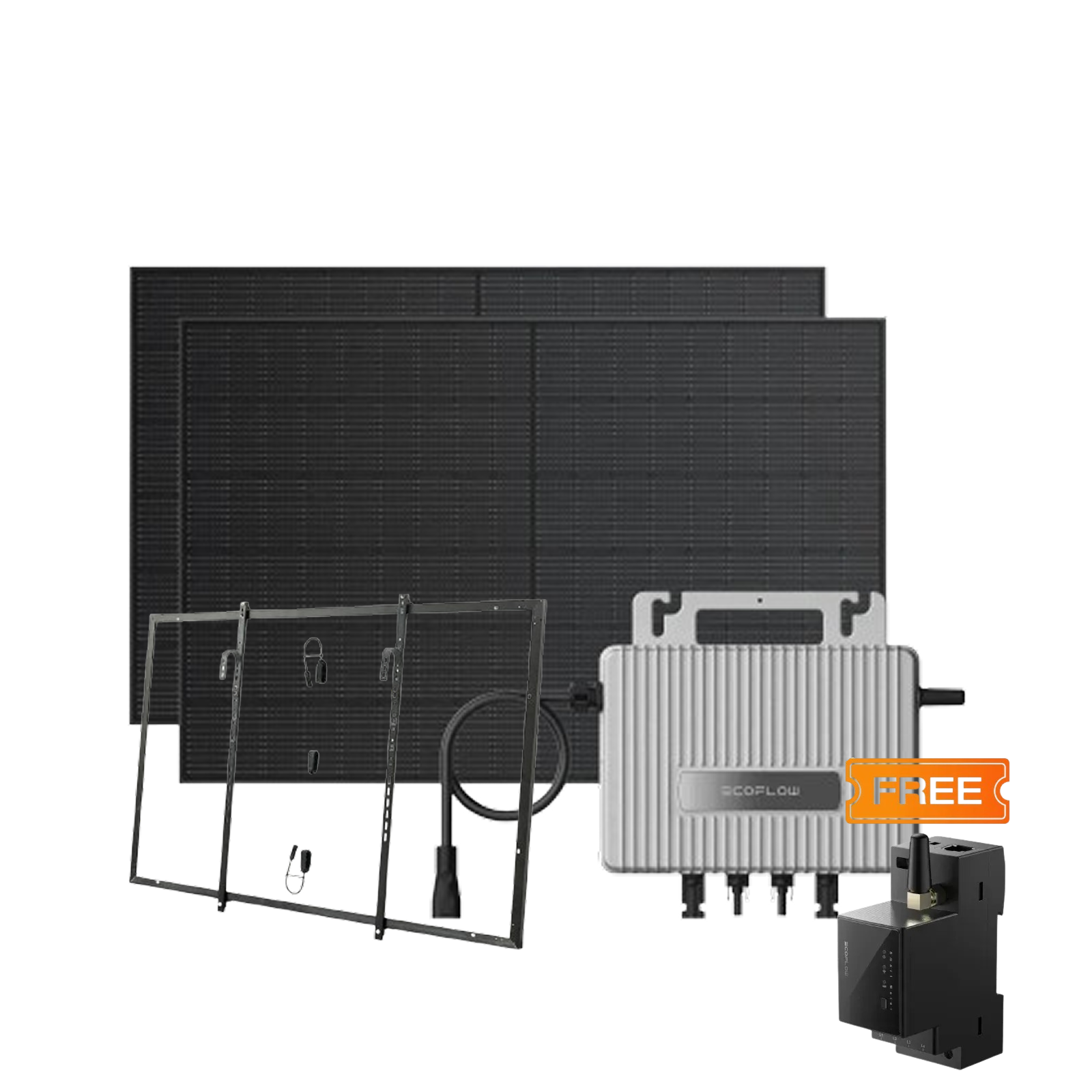 Комплект EcoFlow STREAM Microinverter/2*400W Rigid Solar Panel Combo/Розумний лічильник Smart Meter/Система кріплень для сонячних панелей Balcony Hook Kit