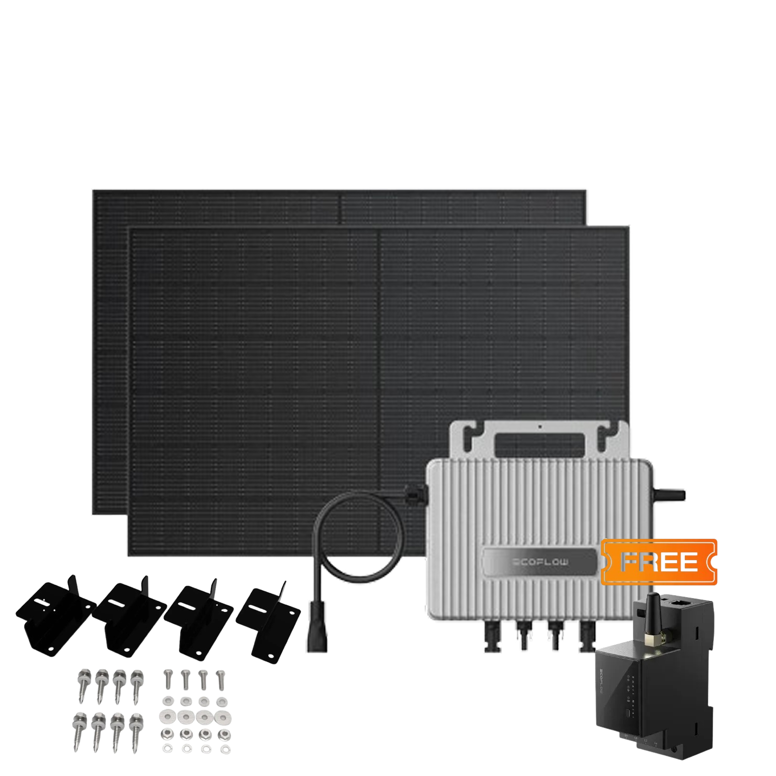 Комплект EcoFlow STREAM Microinverter/2*400W Rigid Solar Panel Combo/Розумний лічильник Smart Meter/Cистема кріплень EcoFlow Rigid Solar Panel Mounting Feet