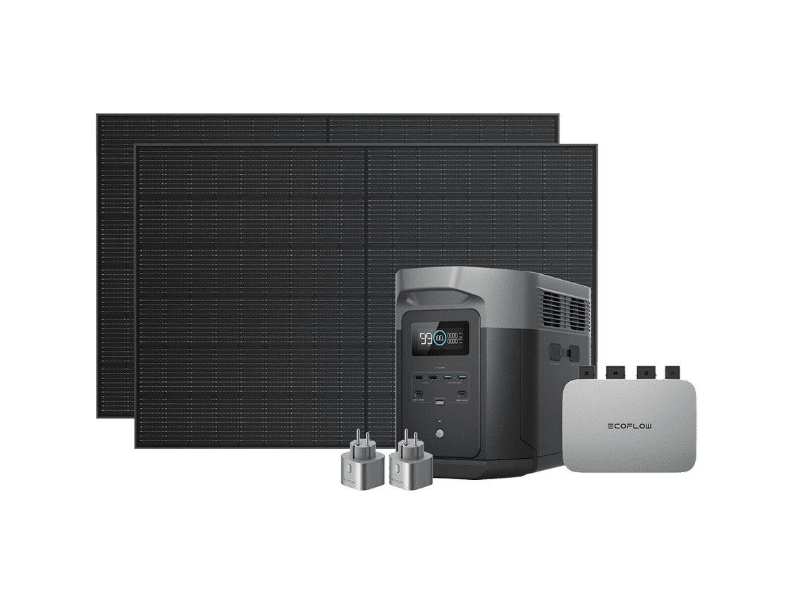 Комплект EcoFlow PowerStream - мікроінвертор 600W + зарядна станція Delta Max 2000 та сонячні панелі 2х400